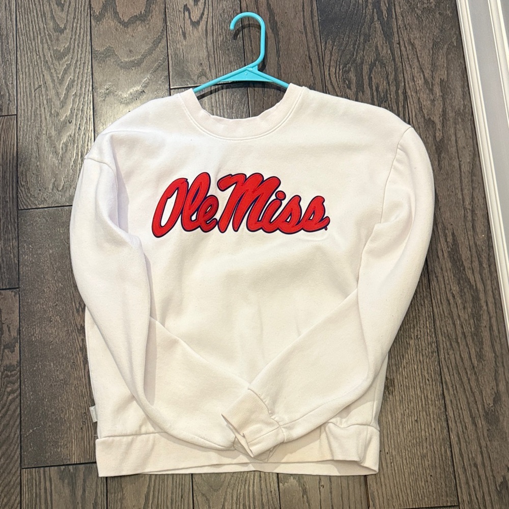 Ole miss White and Red Crewneck